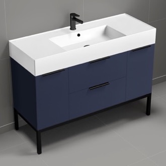 Bathroom Vanity Modern Bathroom Vanity, Navy Blue, 48 Inch, Free Standing Nameeks DERIN545
